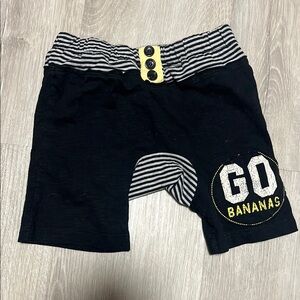 Black and Yellow Baby Shorts with Striped Waistband